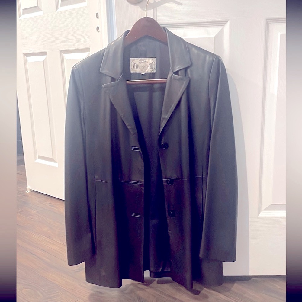 Italian Leather Jacket Classic Coat made in Italy M/42 size